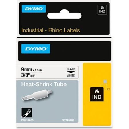 DYMO DYMO Rhino Heat Shrink Tubes Industrial Label Tape, 3/8in x 5 ft, White/Black Print 18053